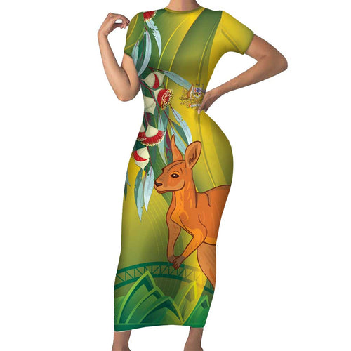 Australia Day Special Short Sleeve Bodycon Dress - Aussie Hoodie