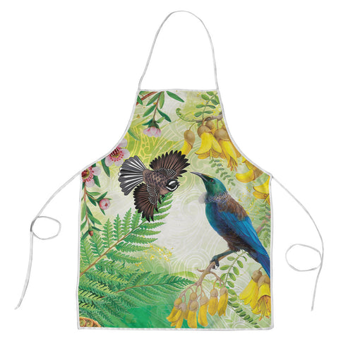 New Zealand Maori Mahuru Apron Tui With Pikawakawa Spring Colors