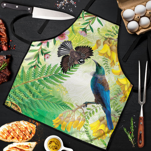 New Zealand Maori Mahuru Apron Tui With Pikawakawa Spring Colors