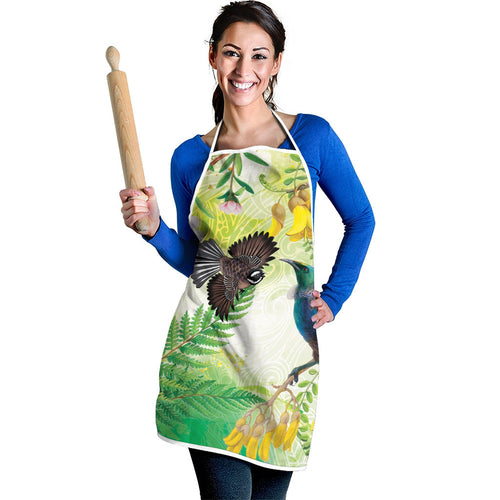 New Zealand Maori Mahuru Apron Tui With Pikawakawa Spring Colors