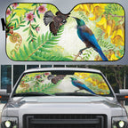 New Zealand Maori Mahuru Auto Sun Shade Tui With Pikawakawa Spring Colors