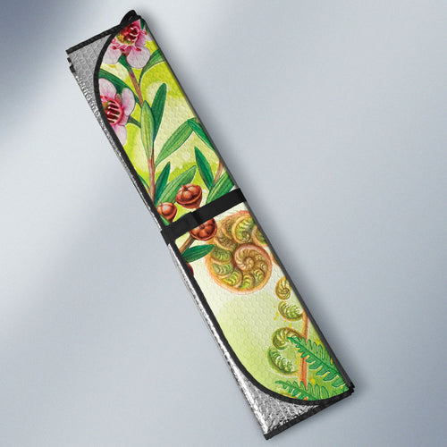 New Zealand Maori Mahuru Auto Sun Shade Tui With Pikawakawa Spring Colors