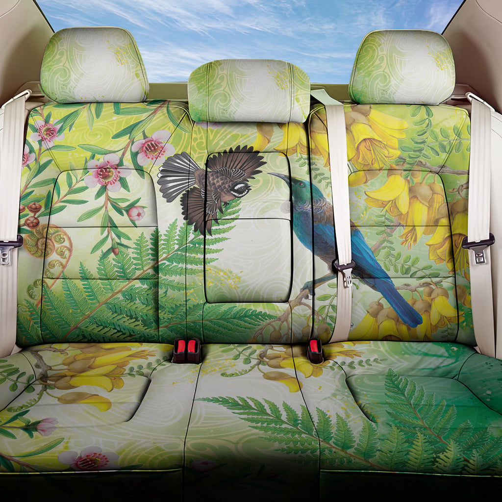 New Zealand Maori Mahuru Back Car Seat Cover Tui With Pikawakawa Spring Colors