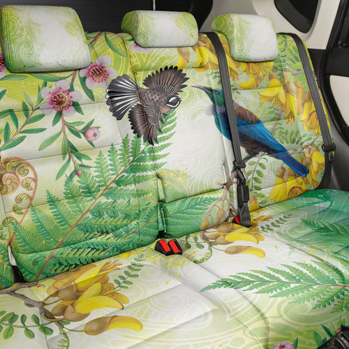 New Zealand Maori Mahuru Back Car Seat Cover Tui With Pikawakawa Spring Colors