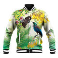 New Zealand Maori Mahuru Baseball Jacket Tui With Pikawakawa Spring Colors