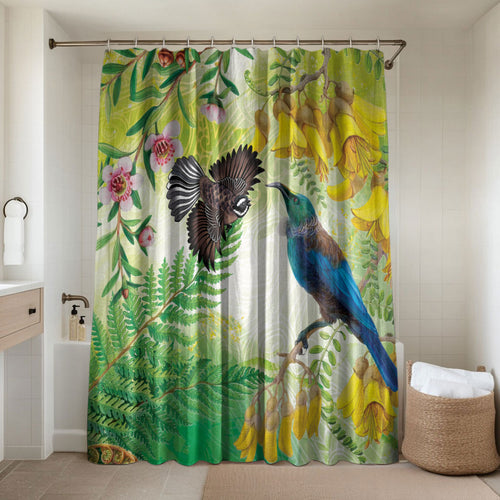 New Zealand Maori Mahuru Bathroom Set Tui With Pikawakawa Spring Colors