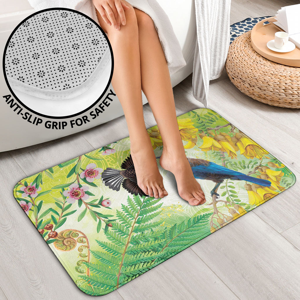 New Zealand Maori Mahuru Bathroom Set Tui With Pikawakawa Spring Colors