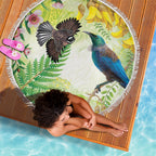 New Zealand Maori Mahuru Beach Blanket Tui With Pikawakawa Spring Colors