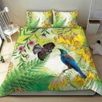 New Zealand Maori Mahuru Bedding Set Tui With Pikawakawa Spring Colors