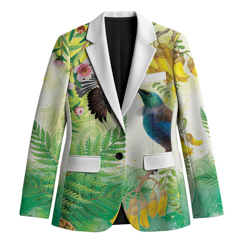 New Zealand Maori Mahuru Blazer Tui With Pikawakawa Spring Colors