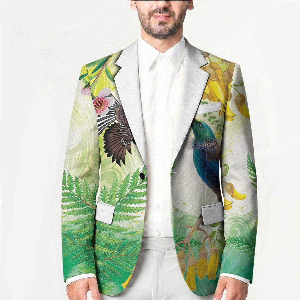 New Zealand Maori Mahuru Blazer Tui With Pikawakawa Spring Colors