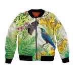 New Zealand Maori Mahuru Bomber Jacket Tui With Pikawakawa Spring Colors