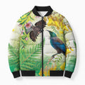 New Zealand Maori Mahuru Bomber Puffer Jacket Tui With Pikawakawa Spring Colors