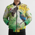 New Zealand Maori Mahuru Bomber Puffer Jacket Tui With Pikawakawa Spring Colors