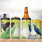New Zealand Maori Mahuru 4 in 1 Can Cooler Tumbler Tui With Pikawakawa Spring Colors