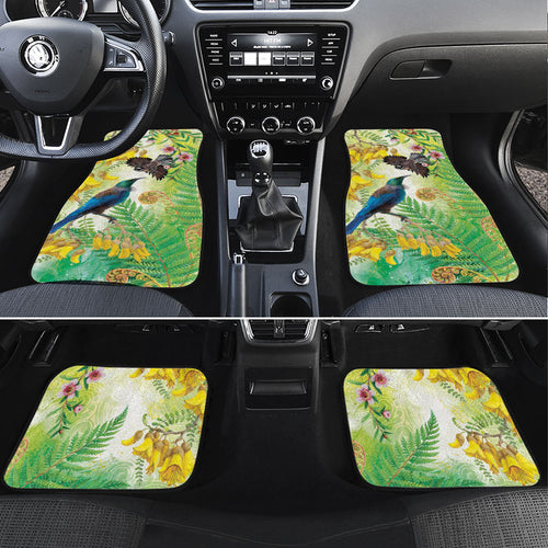 New Zealand Maori Mahuru Car Mats Tui With Pikawakawa Spring Colors