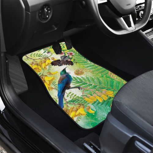 New Zealand Maori Mahuru Car Mats Tui With Pikawakawa Spring Colors