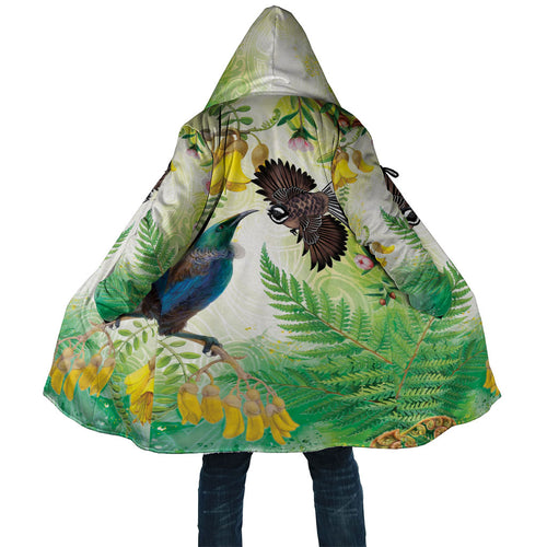 New Zealand Maori Mahuru Cloak Tui With Pikawakawa Spring Colors