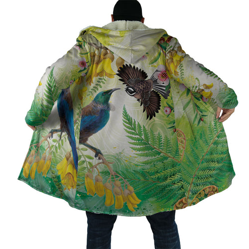 New Zealand Maori Mahuru Cloak Tui With Pikawakawa Spring Colors
