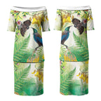 New Zealand Maori Mahuru Couples Matching Puletasi and Hawaiian Shirt Tui With Pikawakawa Spring Colors