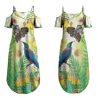 New Zealand Maori Mahuru Couples Matching Summer Maxi Dress and Hawaiian Shirt Tui With Pikawakawa Spring Colors