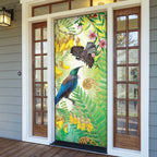 New Zealand Maori Mahuru Door Cover Tui With Pikawakawa Spring Colors