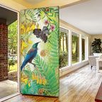 New Zealand Maori Mahuru Door Cover Tui With Pikawakawa Spring Colors