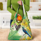 New Zealand Maori Mahuru Grocery Bag Tui With Pikawakawa Spring Colors