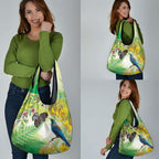 New Zealand Maori Mahuru Grocery Bag Tui With Pikawakawa Spring Colors