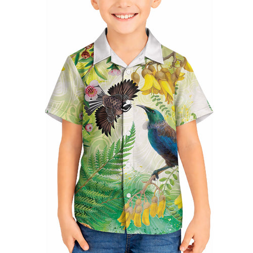 New Zealand Maori Mahuru Hawaiian Shirt Tui With Pikawakawa Spring Colors