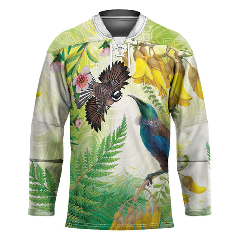 New Zealand Maori Mahuru Hockey Jersey Tui With Pikawakawa Spring Colors