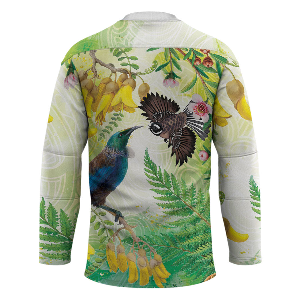 New Zealand Maori Mahuru Hockey Jersey Tui With Pikawakawa Spring Colors