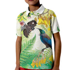 New Zealand Maori Mahuru Kid Polo Shirt Tui With Pikawakawa Spring Colors