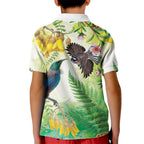 New Zealand Maori Mahuru Kid Polo Shirt Tui With Pikawakawa Spring Colors