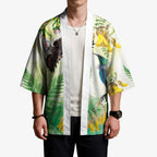New Zealand Maori Mahuru Kimono Tui With Pikawakawa Spring Colors