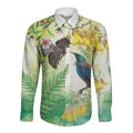 New Zealand Maori Mahuru Long Sleeve Button Shirt Tui With Pikawakawa Spring Colors