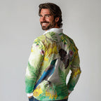 New Zealand Maori Mahuru Long Sleeve Polo Shirt Tui With Pikawakawa Spring Colors