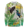 New Zealand Maori Mahuru Long Sleeve Shirt Tui With Pikawakawa Spring Colors