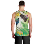 New Zealand Maori Mahuru Men Tank Top Tui With Pikawakawa Spring Colors