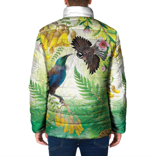 New Zealand Maori Mahuru Padded Jacket Tui With Pikawakawa Spring Colors