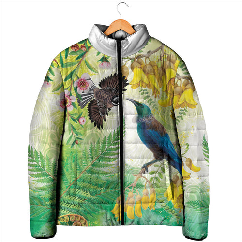 New Zealand Maori Mahuru Padded Jacket Tui With Pikawakawa Spring Colors
