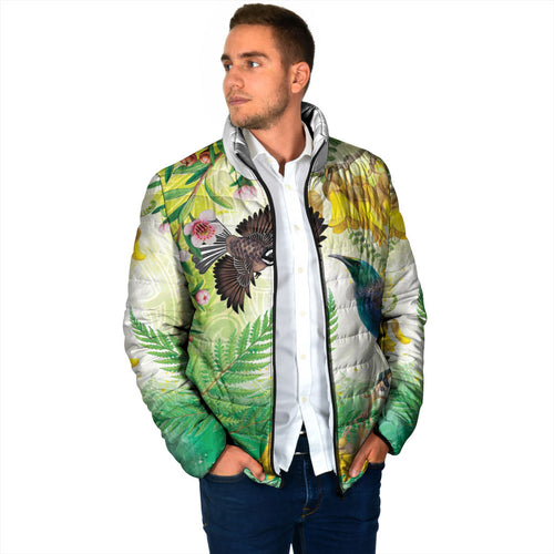 New Zealand Maori Mahuru Padded Jacket Tui With Pikawakawa Spring Colors