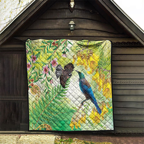 New Zealand Maori Mahuru Quilt Tui With Pikawakawa Spring Colors