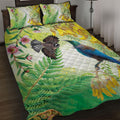 New Zealand Maori Mahuru Quilt Bed Set Tui With Pikawakawa Spring Colors