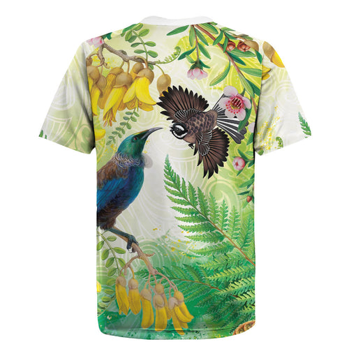 New Zealand Maori Mahuru Rugby Jersey Tui With Pikawakawa Spring Colors