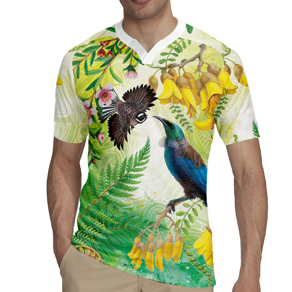 New Zealand Maori Mahuru Rugby Jersey Tui With Pikawakawa Spring Colors