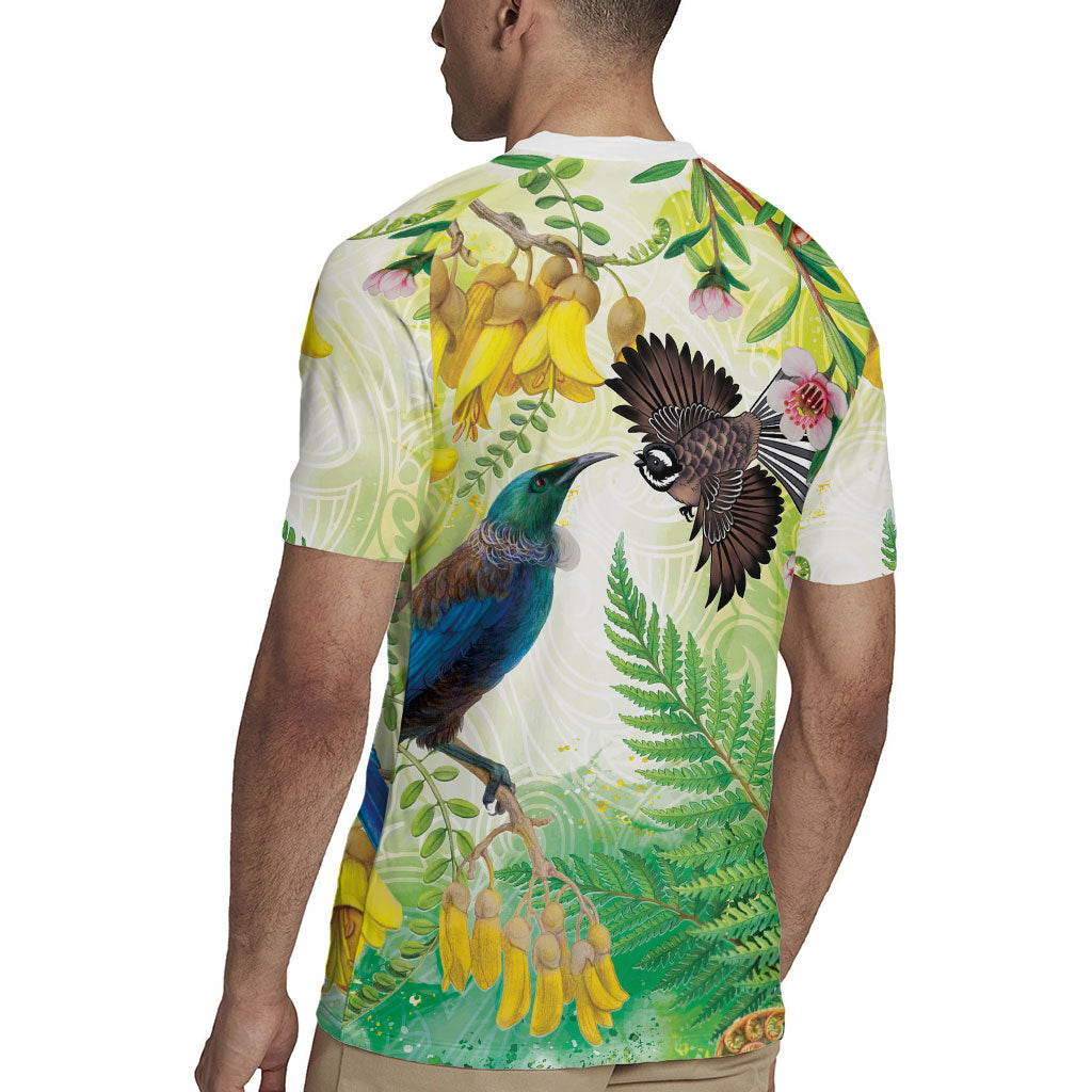 New Zealand Maori Mahuru Rugby Jersey Tui With Pikawakawa Spring Colors