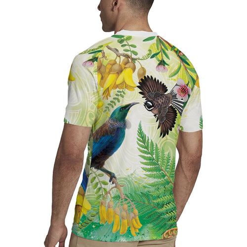 New Zealand Maori Mahuru Rugby Jersey Tui With Pikawakawa Spring Colors