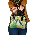 New Zealand Maori Mahuru Shoulder Handbag Tui With Pikawakawa Spring Colors