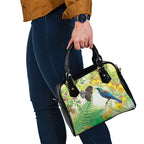 New Zealand Maori Mahuru Shoulder Handbag Tui With Pikawakawa Spring Colors